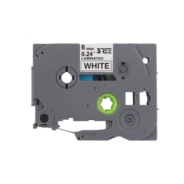 Label Tape Compatible with Brother TZ211\TZe-211 P-Touch Laminated 6MM x 8M (Black on White)