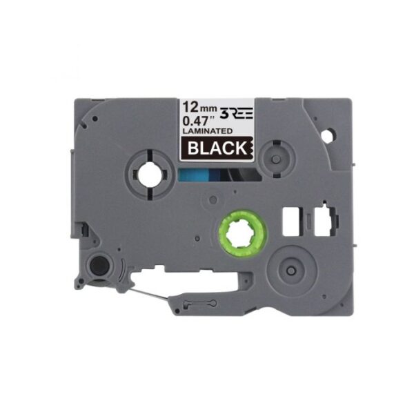 Label Tape Compatible with Brother TZ335\TZe-335 P-Touch Laminated 12MM x 8M (White on Black)