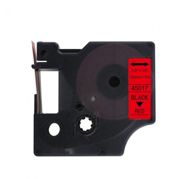 Compatible Dymo 45017 (S0720570) Black on Red D1 Label Cartridge 12mm x 7m