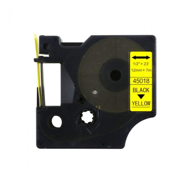 Compatible Dymo 45018 (S0720580) Black on Yellow D1 Label Cartridge 12mm x 7m