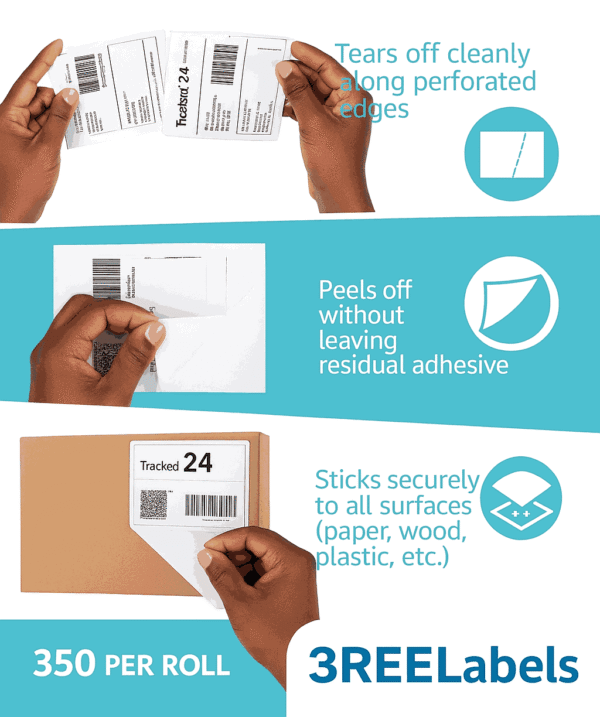 Direct Thermal Labels Zebra Compatible White 4x8 Thermal Shipping Labels – 102mm X 210mm (4″ X 8″) – 350 Labels/Roll (25mm Core) - Image 4
