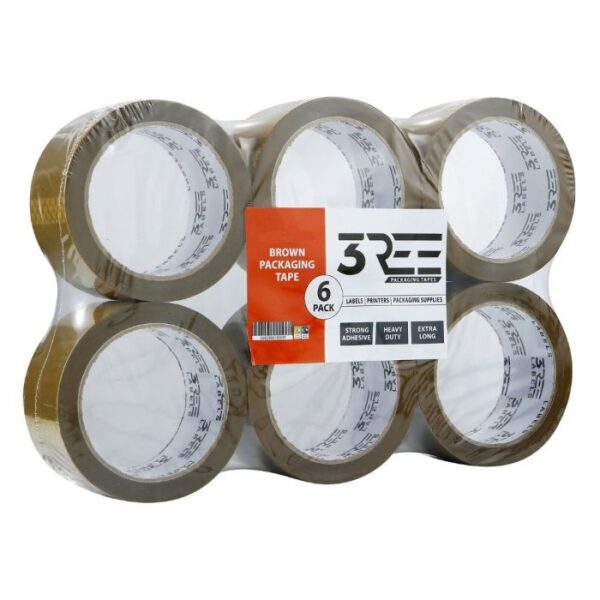 3REE Low Noise Packaging Tape 48mm x 68m Clear Pack of 6 Silent