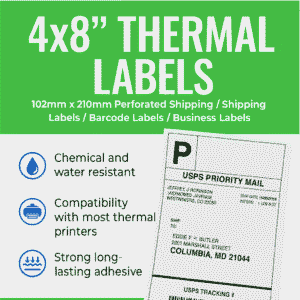 4x8 Shipping Labels—Direct Thermal 102X210mm Labels 250/Roll
