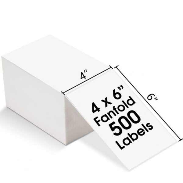 Compatible Zebra 4x6" Fanfold Direct Thermal Shipping Labels (250 Labels) - 1 Stack - Image 2