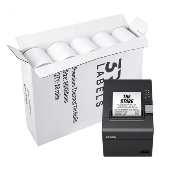 Epson TM-T20III Thermal Receipt Printer Starter Kit With 20 80 x 80 Thermal Till Rolls