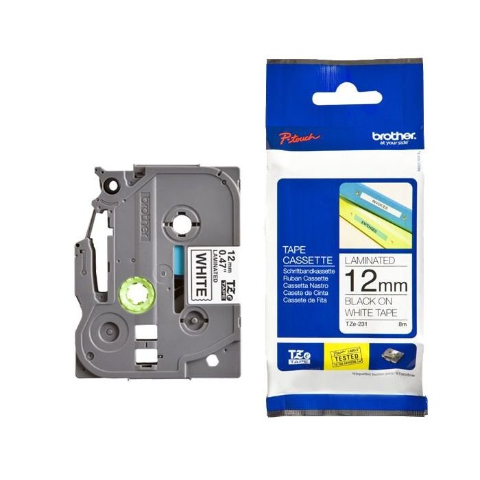 Brother Genuine TZe-231 Label Maker Tape – 2 Pack, 1/2" Black On White